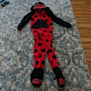Ladybug footed-onesie